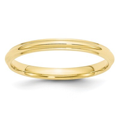 2.5mm Half Round with Edge Band 10k Yellow Gold Engravable 1HRE025-10, MPN: 1HRE025-10, 886774450919