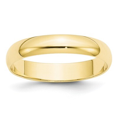 4mm Lightweight Half Round Band 10k Yellow Gold Engravable 1HRL040-10, MPN: 1HRL040-10, 886774452807