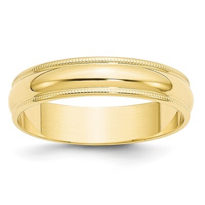 5mm Lightweight Milgrain Half Round Band 10k Yellow Gold Engravable 1ML050-7, MPN: 1ML050-7, 886774…