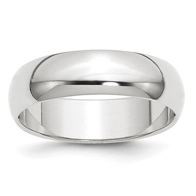 6mm Half Round Band 10k White Gold Engravable 1WHR060-10, MPN: 1WHR060-10, 886774297675