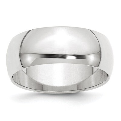 8mm Half Round Band 10k White Gold Engravable 1WHR080-10, MPN: 1WHR080-10, 886774466880