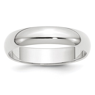 5mm Half Round Band 10k White Gold Engravable 1WHR050-10, MPN: 1WHR050-10, 886774466446