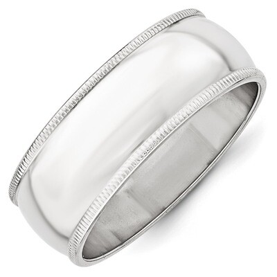 8mm Milgrain Half Round Band 10k White Gold Engravable 1WM080-10, MPN: 1WM080-10, 886774471167