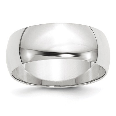 8mm Lightweight Half Round Band 10k White Gold Engravable 1WHRL080-10, MPN: 1WHRL080-10, 8867744702…