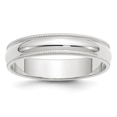 5mm Milgrain Half Round Band 10k White Gold Engravable 1WM050-10, MPN: 1WM050-10, 886774303819