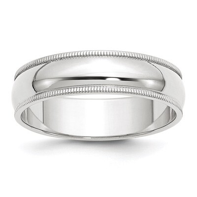 6mm Milgrain Half Round Band 10k White Gold Engravable 1WM060-10, MPN: 1WM060-10, 886774304007