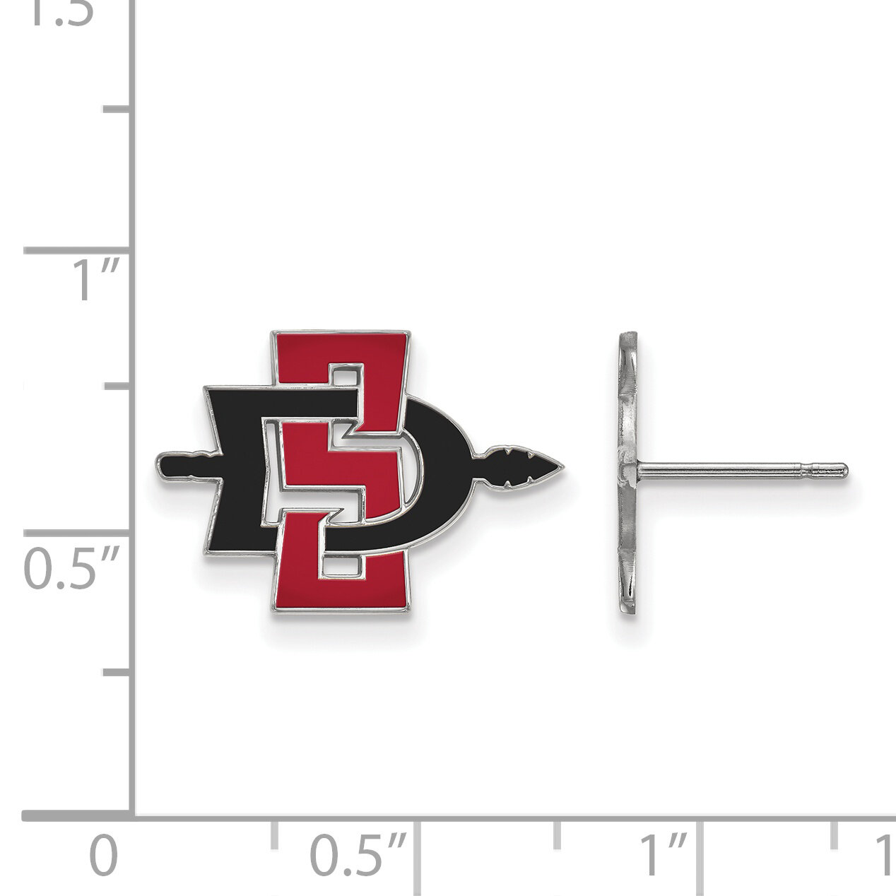 San Diego State University Small Post Earring 10k White Gold 1W004SDS