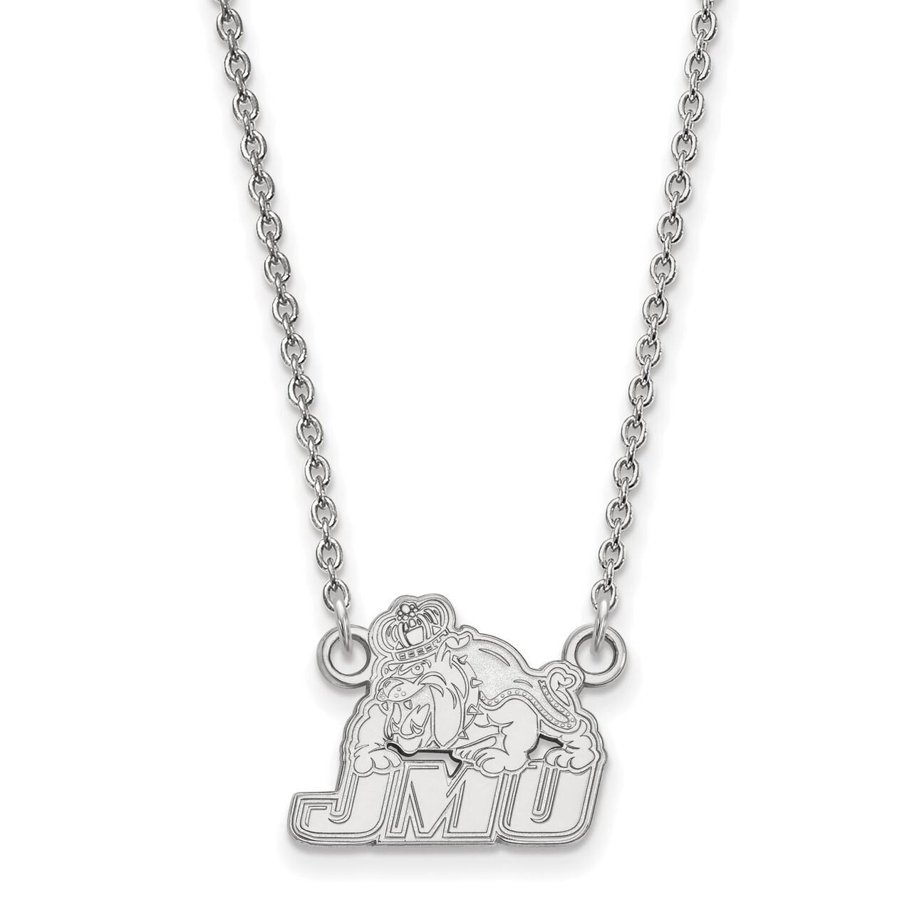 James Madison University Small Pendant with Chain Necklace 10k White Gold 1W005JMU-18