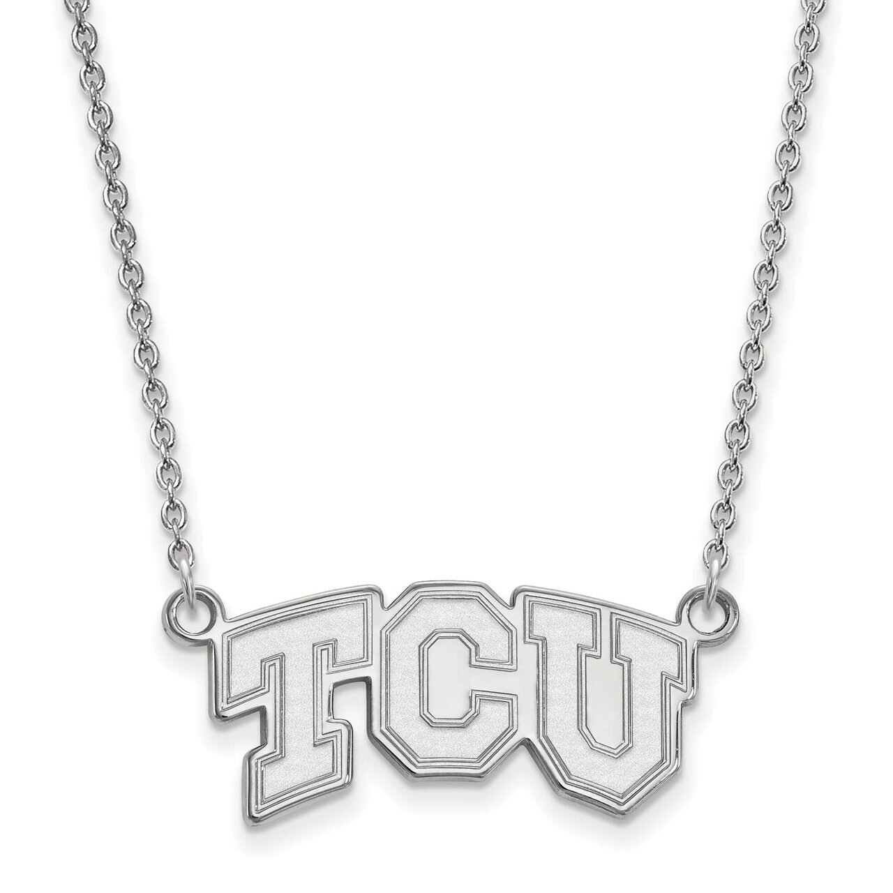 Texas Christian University Small Pendant with Chain Necklace 10k White Gold 1W005TCU-18, MPN: 1W005…