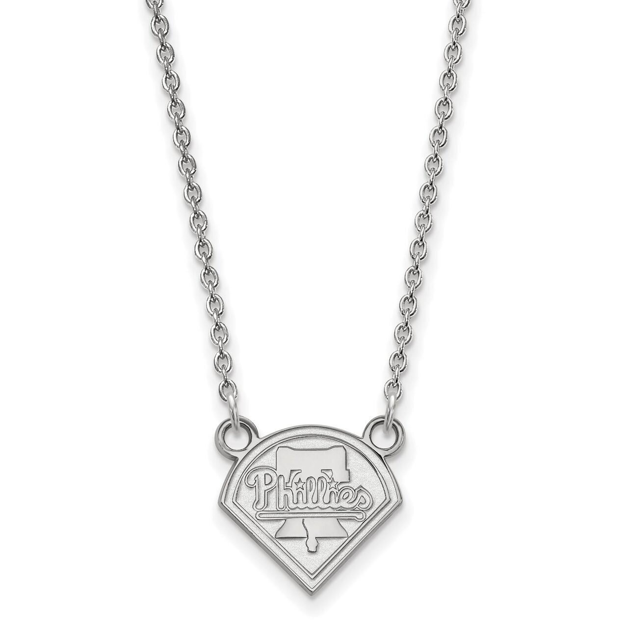 Philadelphia Phillies Small Pendant with Chain Necklace 10k White Gold 1W006PHI-18