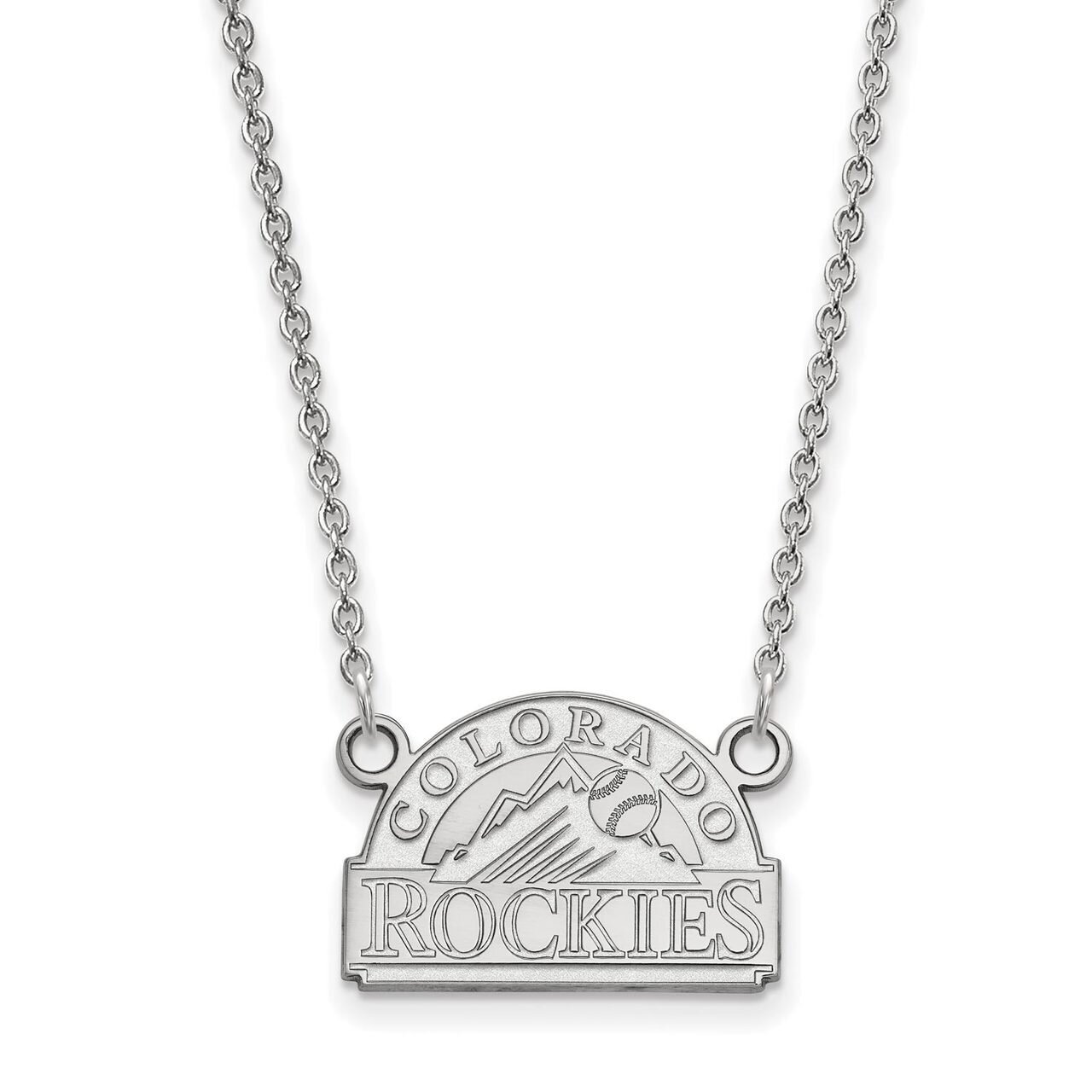 Colorado Rockies Small Pendant with Chain Necklace 10k White Gold 1W006ROK-18