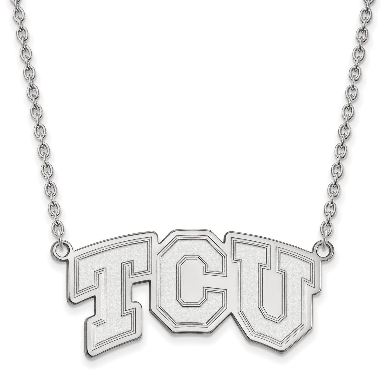 Texas Christian University Large Pendant with Chain Necklace 10k White Gold 1W006TCU-18, MPN: 1W006…