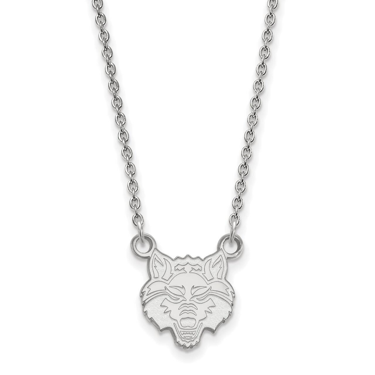Arkansas State University Small Pendant with Chain Necklace 10k White Gold 1W007ASU-18