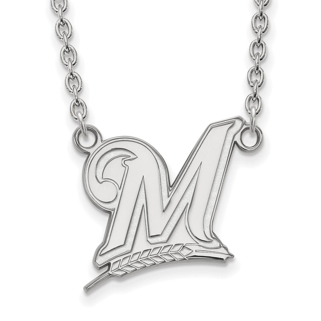 Milwaukee Brewers Large Pendant with Chain Necklace 10k White Gold 1W007BRE-18, MPN: 1W007BRE-18, 8…