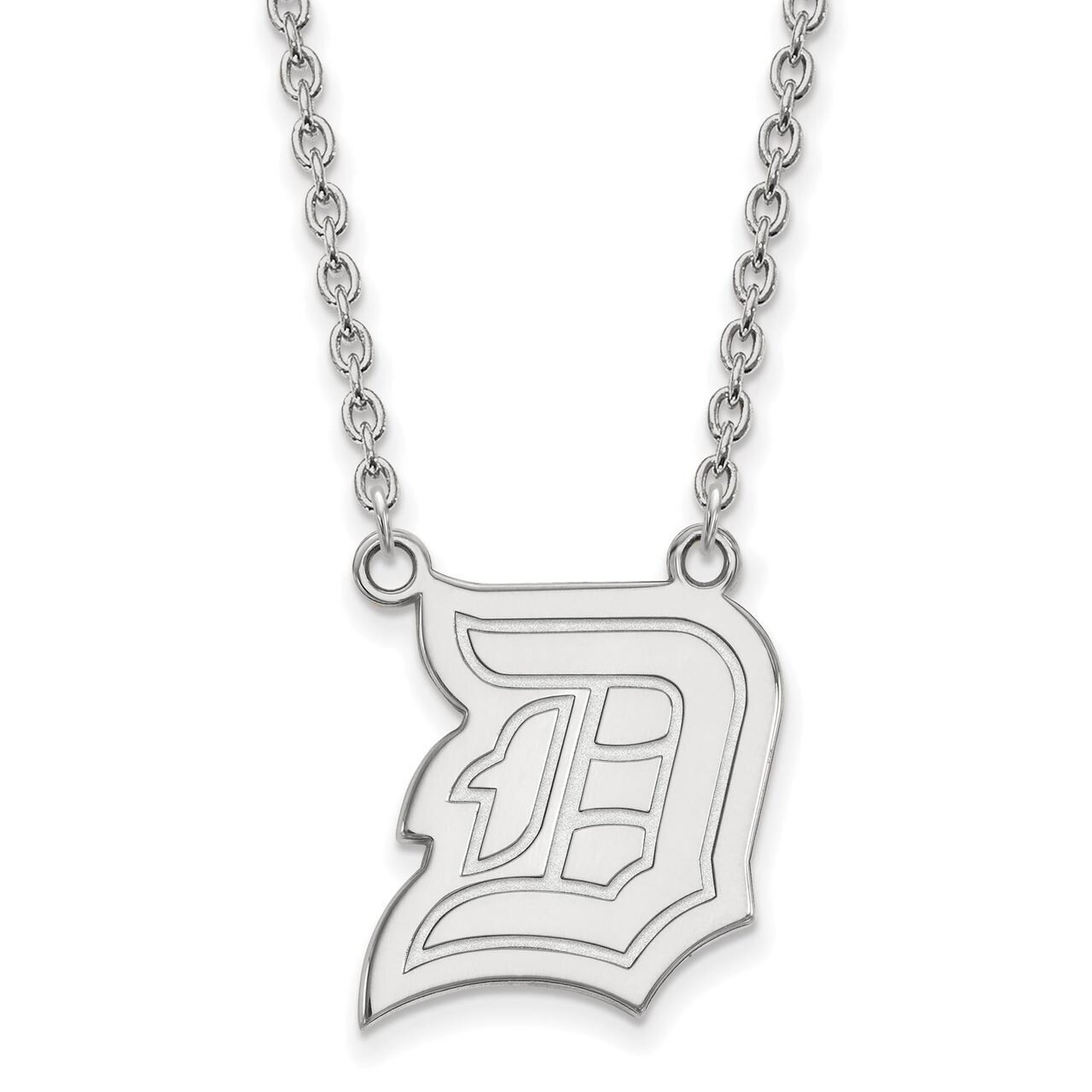 Duquesne University Large Pendant with Chain Necklace 10k White Gold 1W007DUU-18
