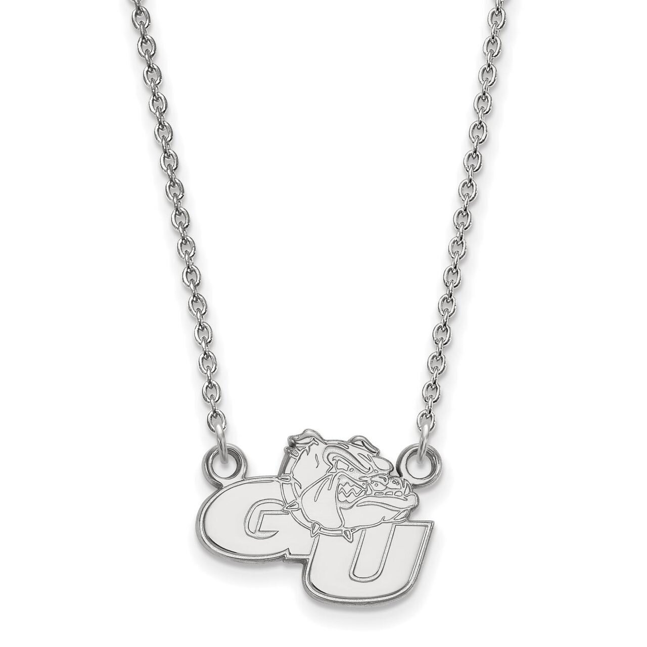 Gonzaga University Small Pendant with Chain Necklace 10k White Gold 1W007GON-18