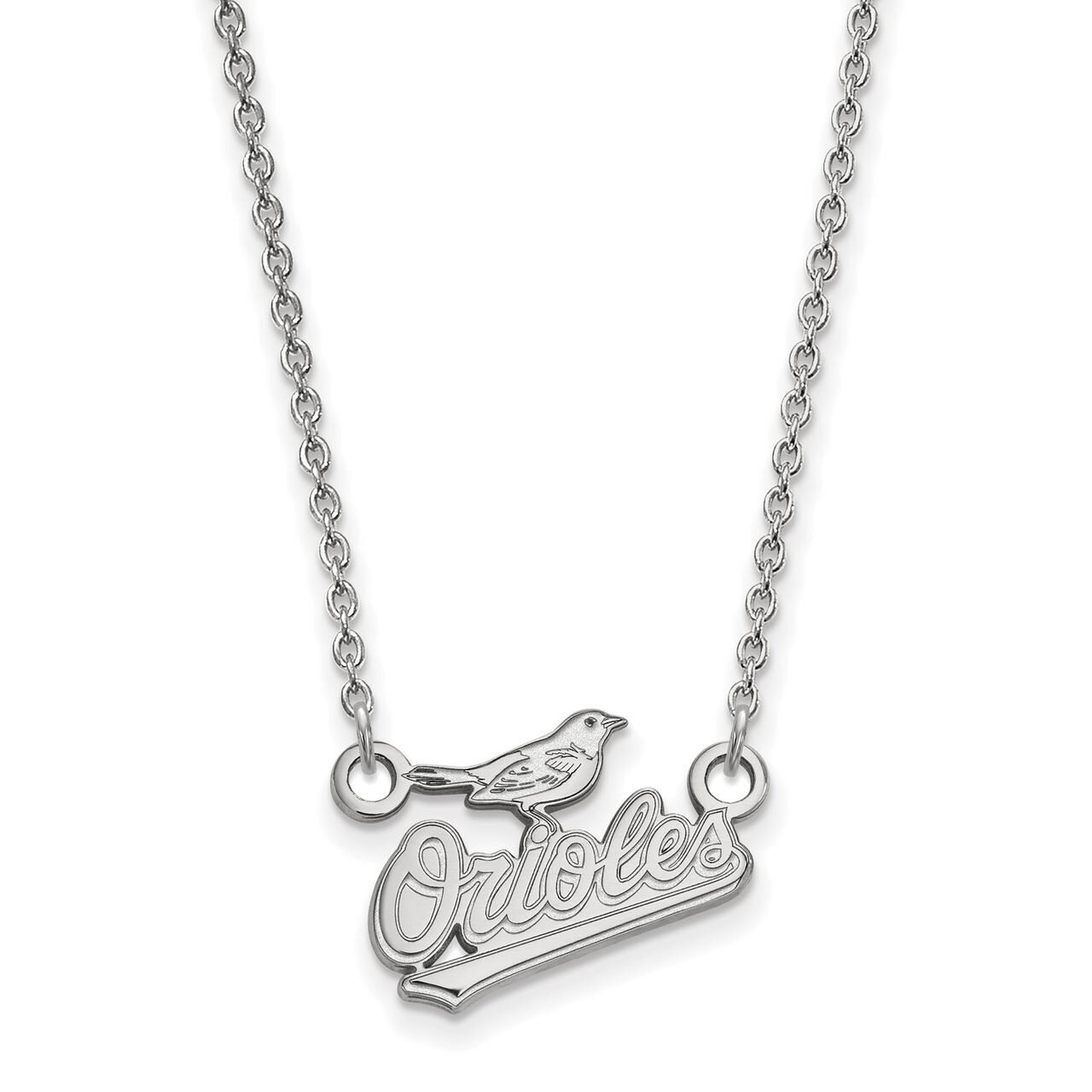 Baltimore Orioles Small Pendant with Chain Necklace 10k White Gold 1W007ORI-18, MPN: 1W007ORI-18, 8…