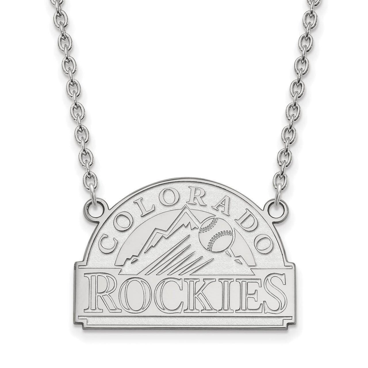 Colorado Rockies Large Pendant with Chain Necklace 10k White Gold 1W007ROK-18