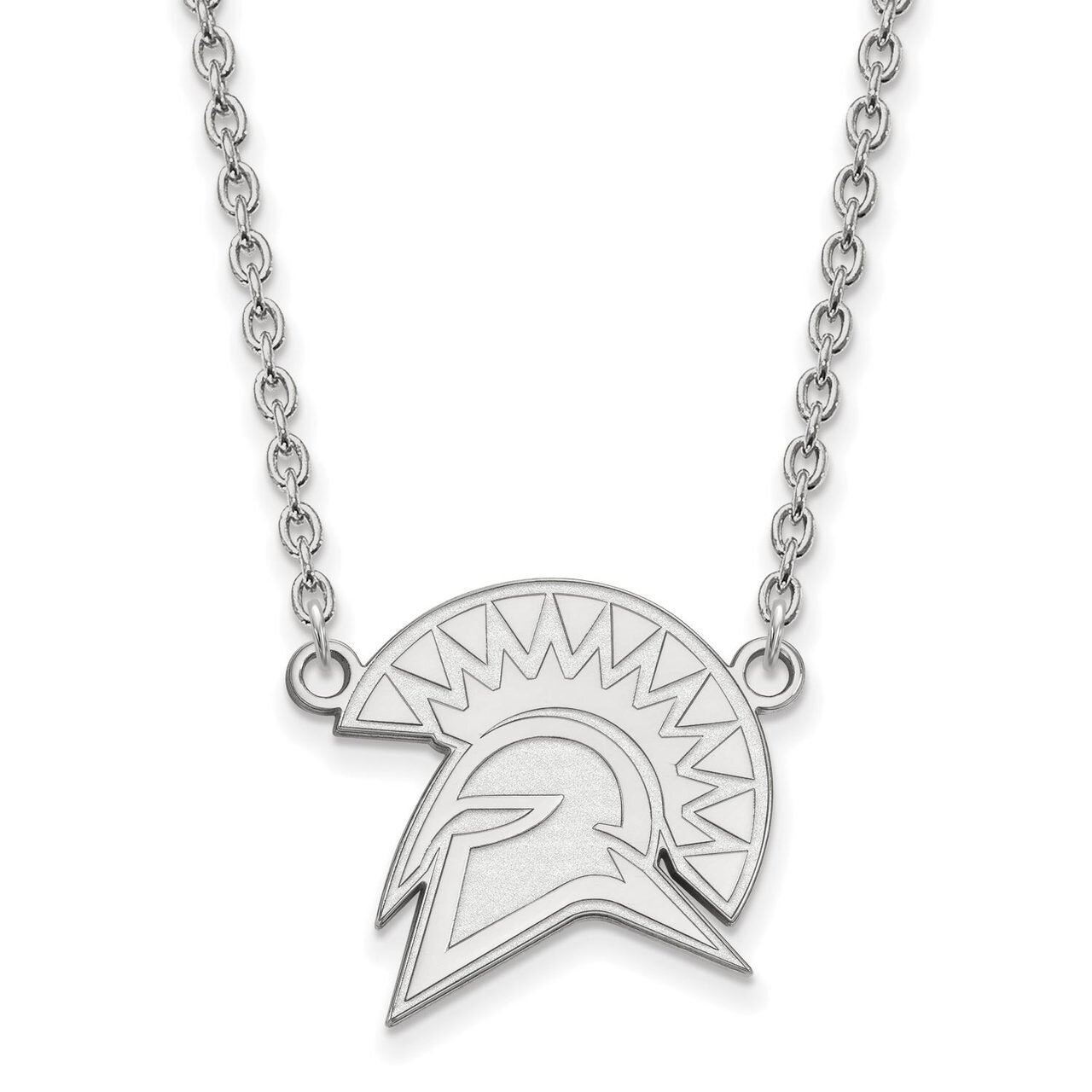 San Jose State University Large Pendant with Chain Necklace 10k White Gold 1W007SJS-18