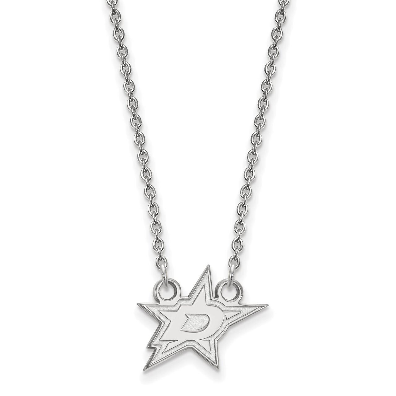 Dallas Stars Small Pendant with Chain Necklace 10k White Gold 1W007STA-18