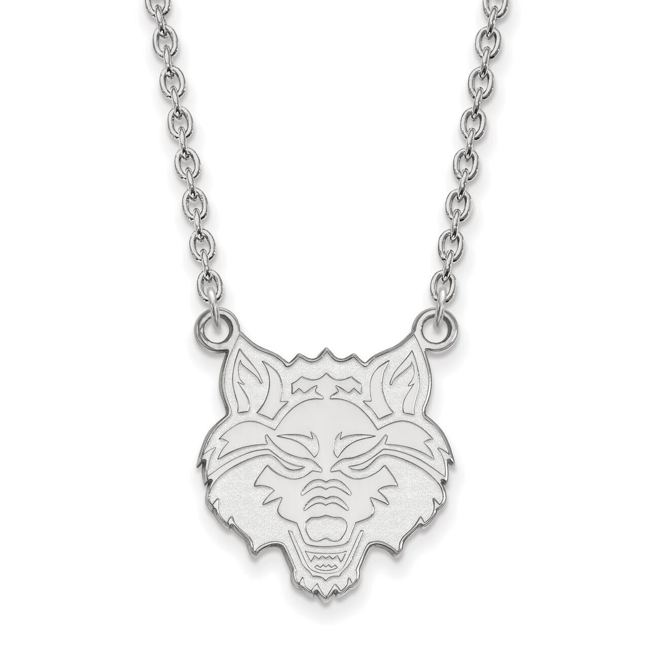 Arkansas State University Large Pendant with Chain Necklace 10k White Gold 1W008ASU-18