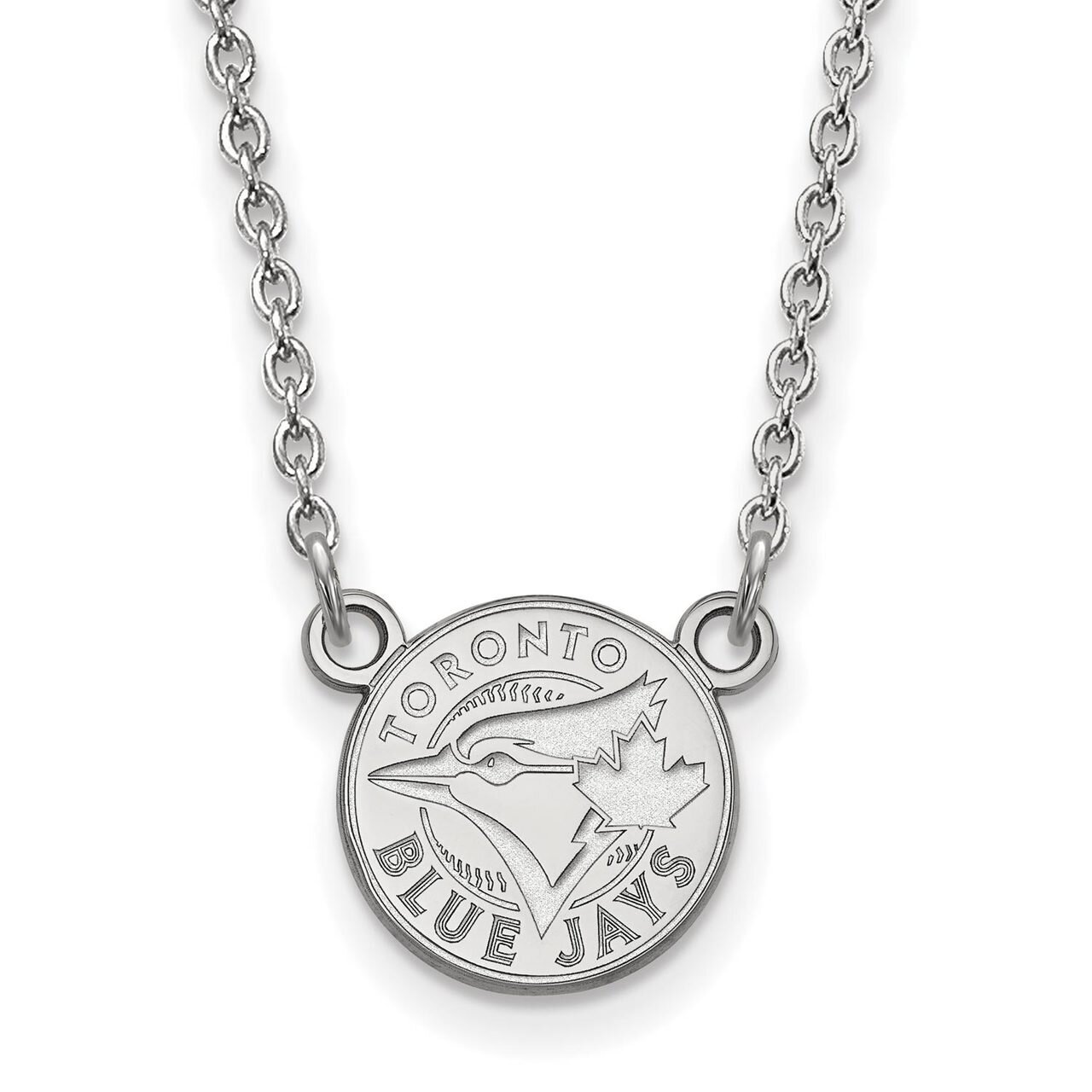 Toronto Blue Jays Small Pendant with Chain Necklace 10k White Gold 1W008BLU-18