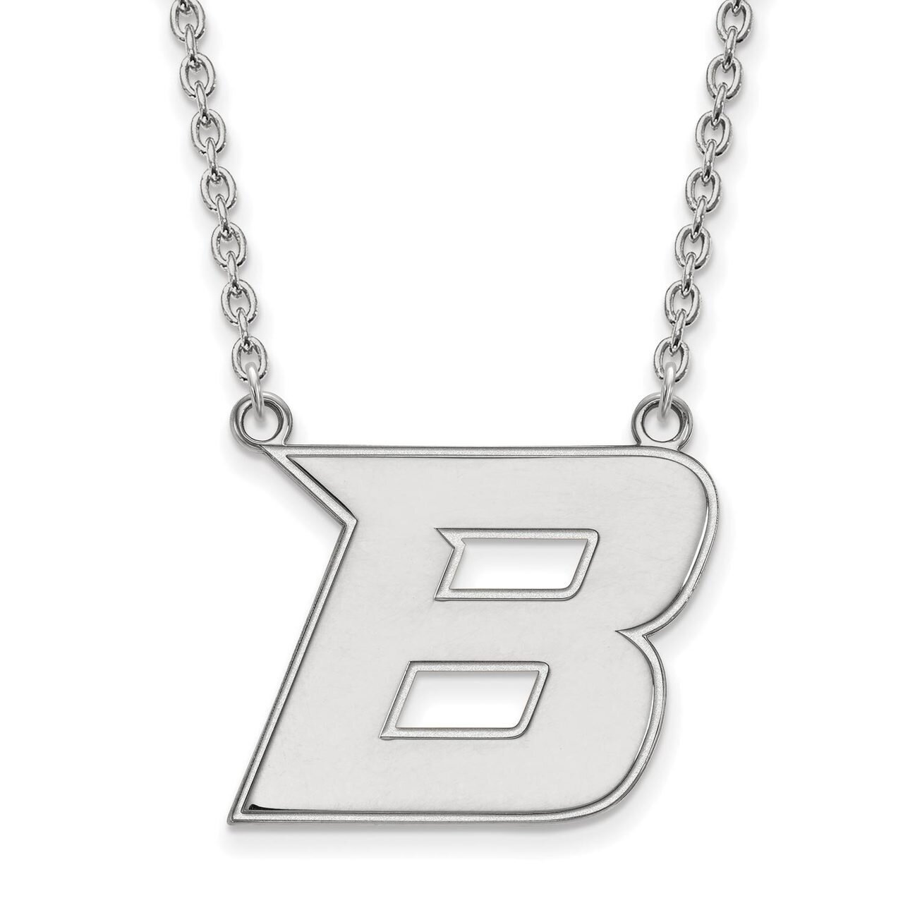 Boise State University Large Pendant with Chain Necklace 10k White Gold 1W008BOS-18
