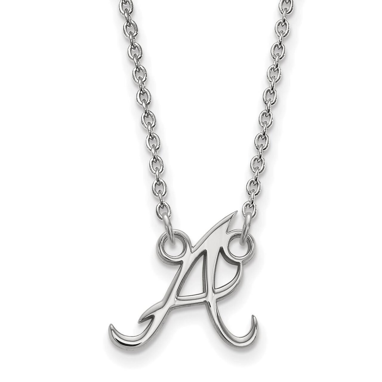 Atlanta Braves Small Pendant with Chain Necklace 10k White Gold 1W008BRA-18