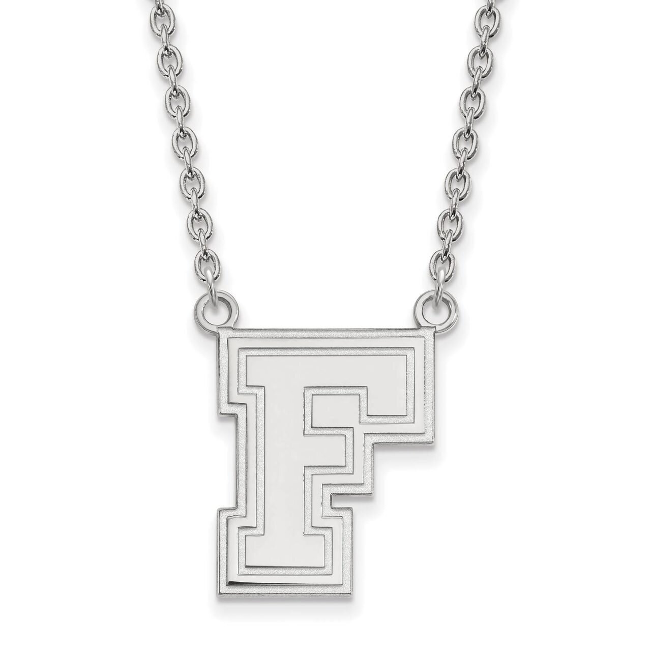 Fordham University Large Pendant with Chain Necklace 10k White Gold 1W008FOU-18