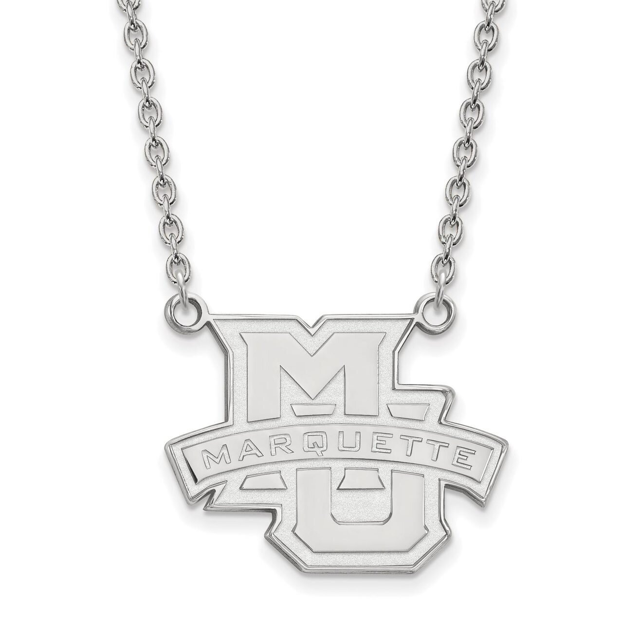 Marquette University Large Pendant with Chain Necklace 10k White Gold 1W008MAR-18