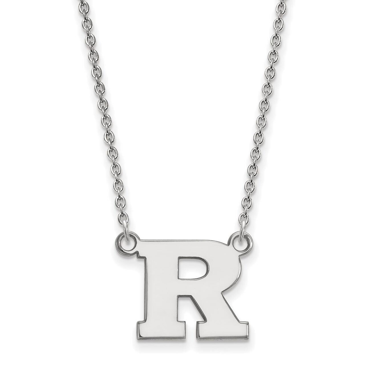 Rutgers Small Pendant with Chain Necklace 10k White Gold 1W008RUT-18