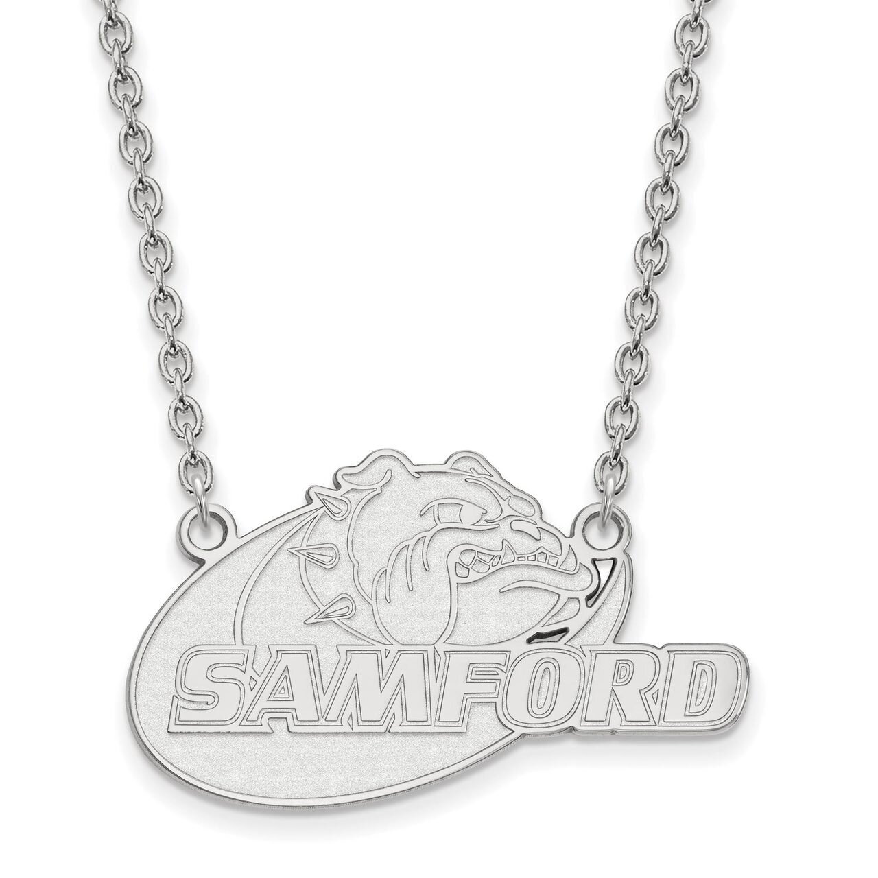 Samford University Large Pendant with Chain Necklace 10k White Gold 1W008SMF-18