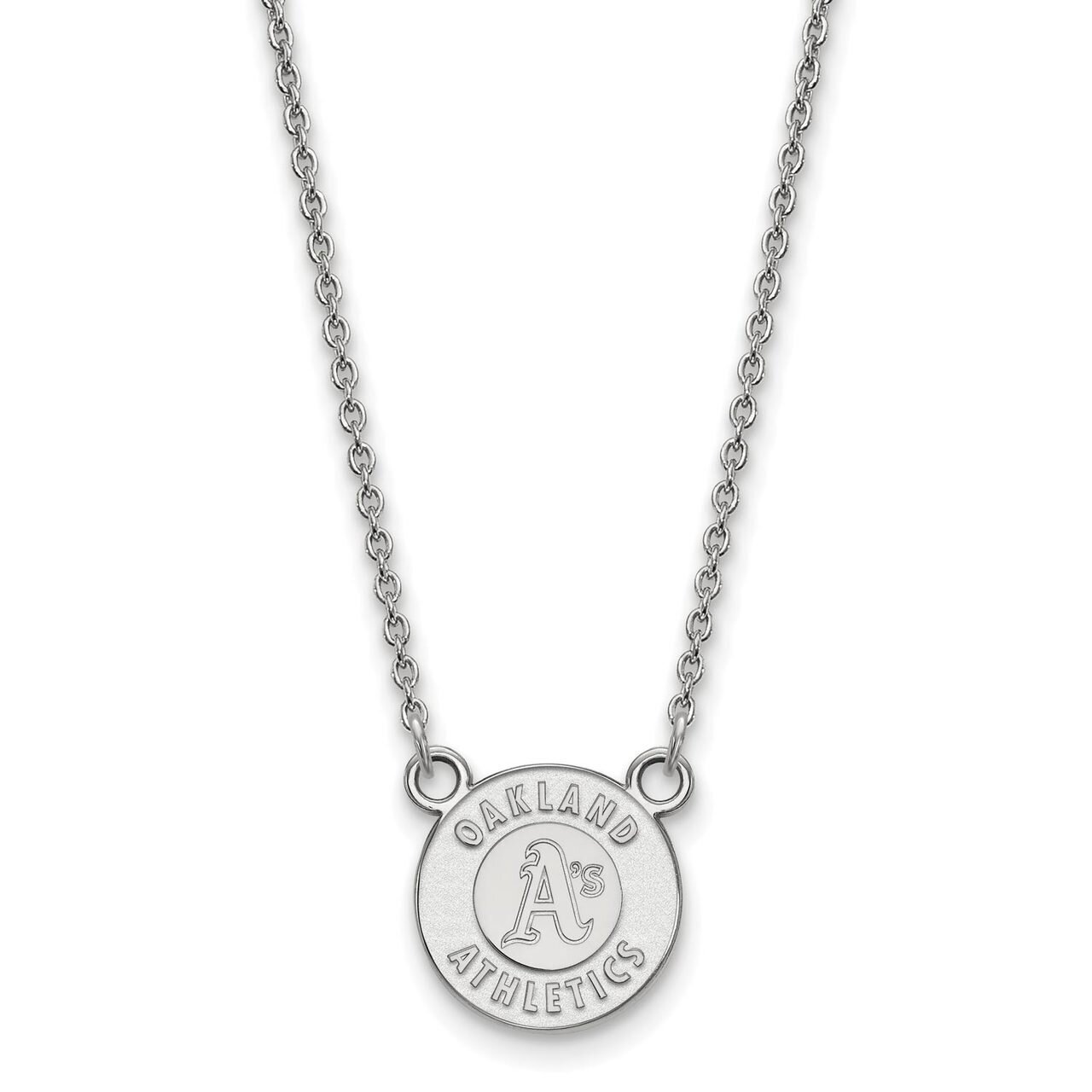 Oakland Athletics Small Pendant with Chain Necklace 10k White Gold 1W009ATH-18