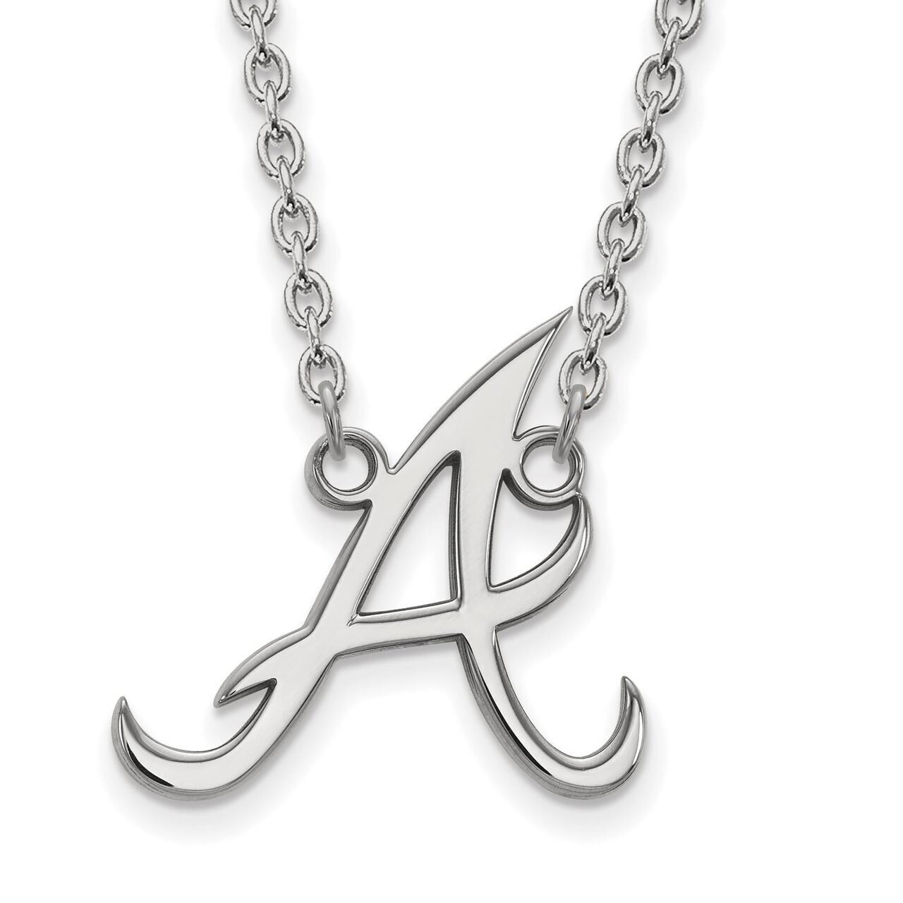 Atlanta Braves Large Pendant with Chain Necklace 10k White Gold 1W009BRA-18