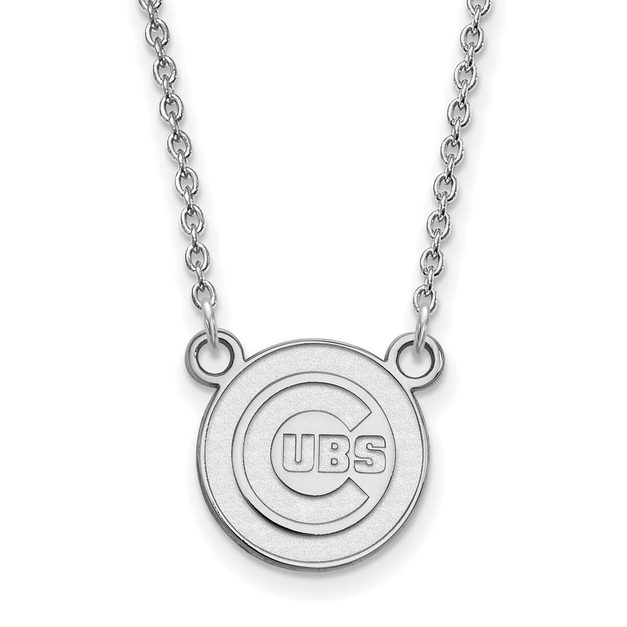 Chicago Cubs Small Pendant with Chain Necklace 10k White Gold 1W009CUB-18