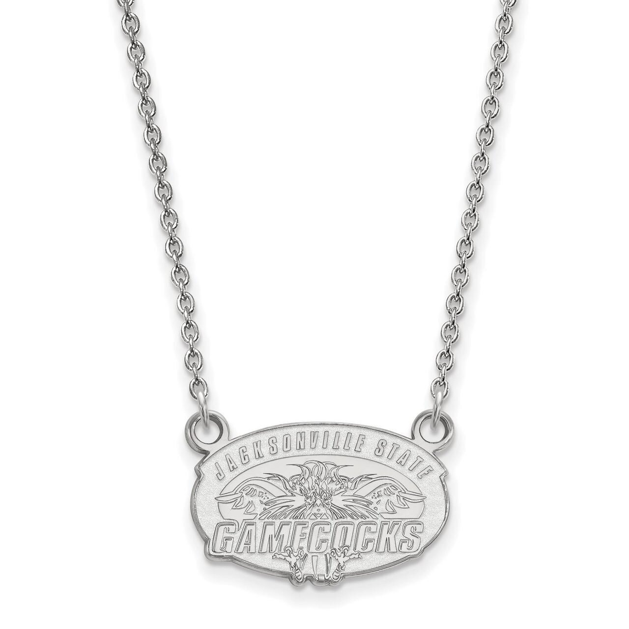 Jacksonville State University Small Pendant with Chain Necklace 10k White Gold 1W009JAC-18