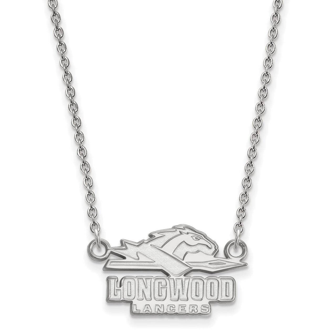 Longwood University Small Pendant with Chain Necklace 10k White Gold 1W009LOC-18