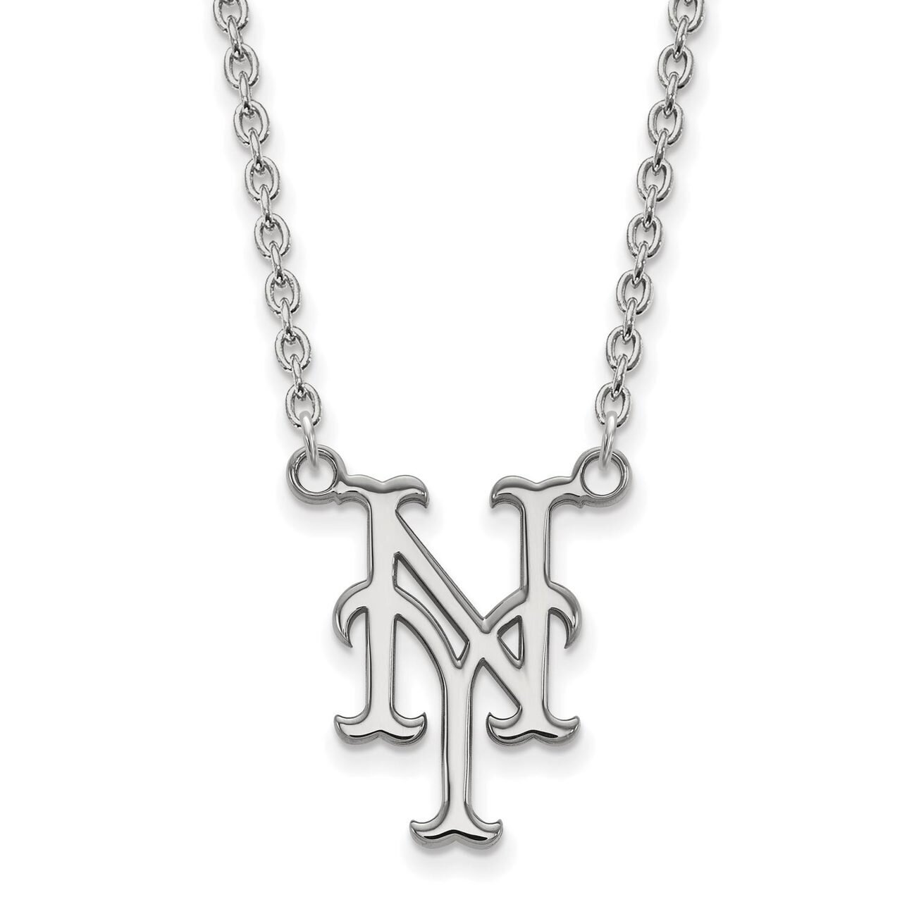 New York Mets Large Pendant with Chain Necklace 10k White Gold 1W009MET-18, MPN: 1W009MET-18, 88677…