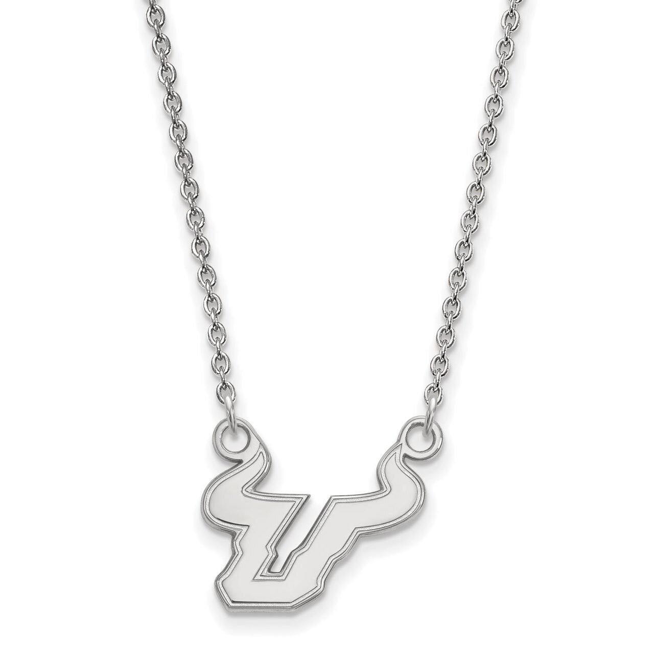 University of South Florida Small Pendant with Chain Necklace 10k White Gold 1W009USFL-18