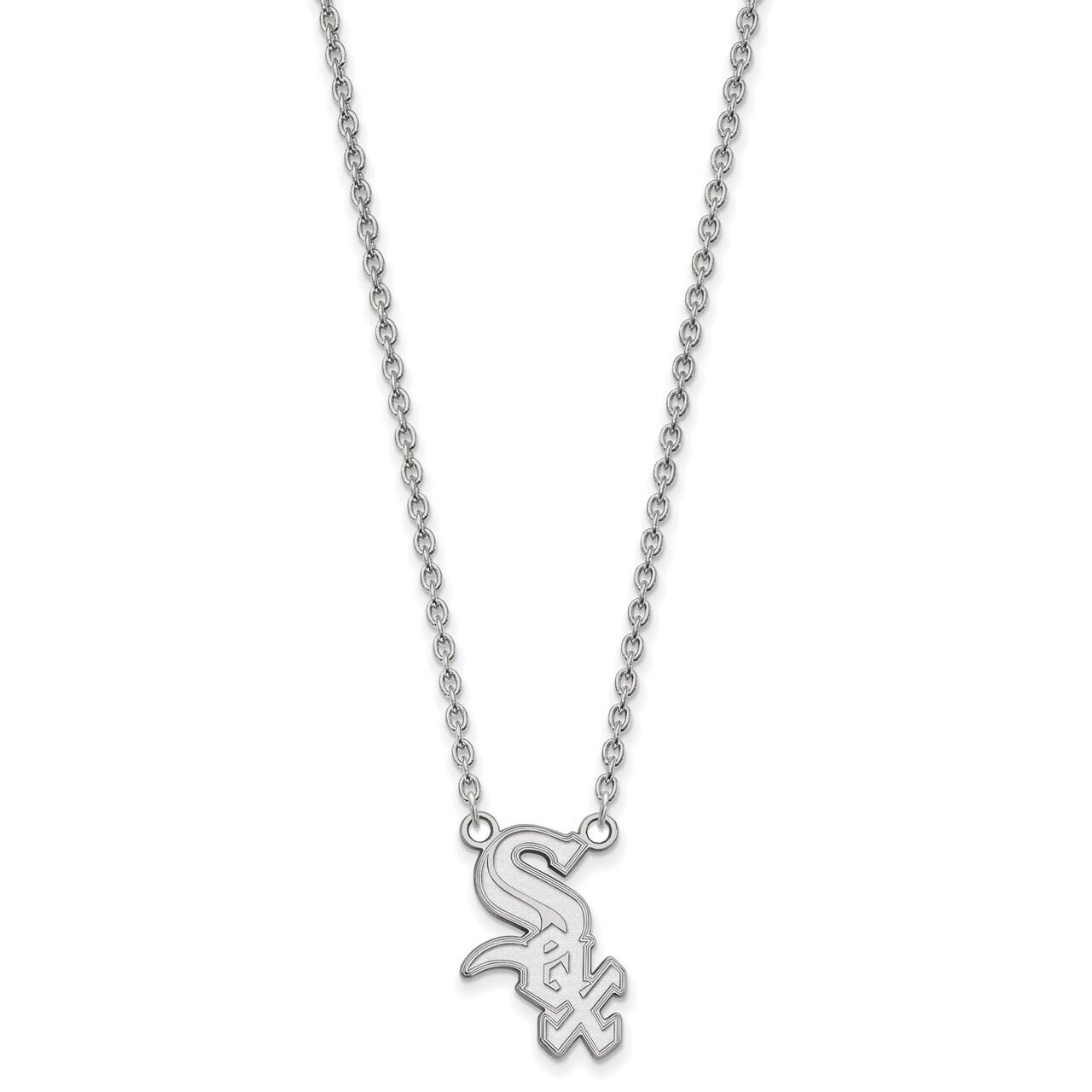 Chicago White Sox Large Pendant with Chain Necklace 10k White Gold 1W009WHI-18, MPN: 1W009WHI-18, 8…