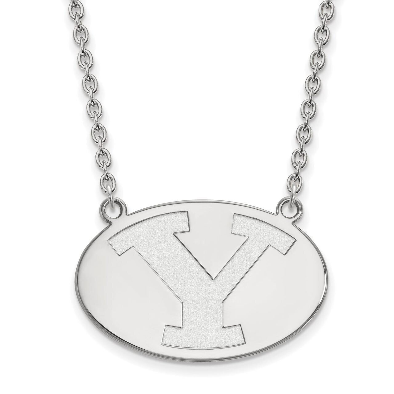 Brigham Young University Large Pendant with Chain Necklace 10k White Gold 1W010BYU-18