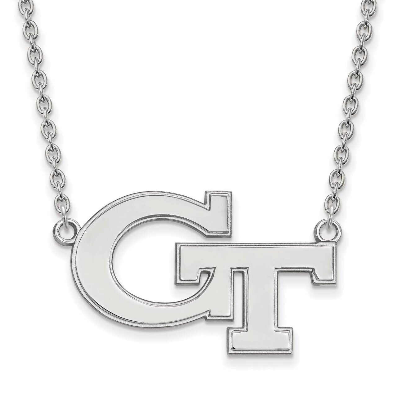 Georgia Institute of Technology Large Pendant with Chain Necklace 10k White Gold 1W010GT-18