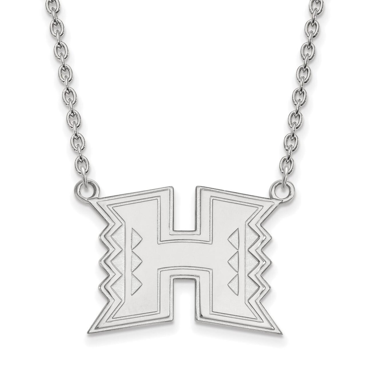 The University of Hawaii Large Pendant with Chain Necklace 10k White Gold 1W010UHI-18, MPN: 1W010UH…