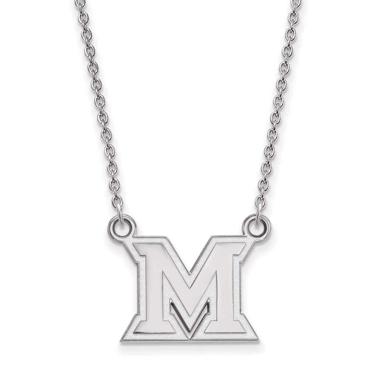 Miami University Small Pendant with Chain Necklace 10k White Gold 1W011MU-18