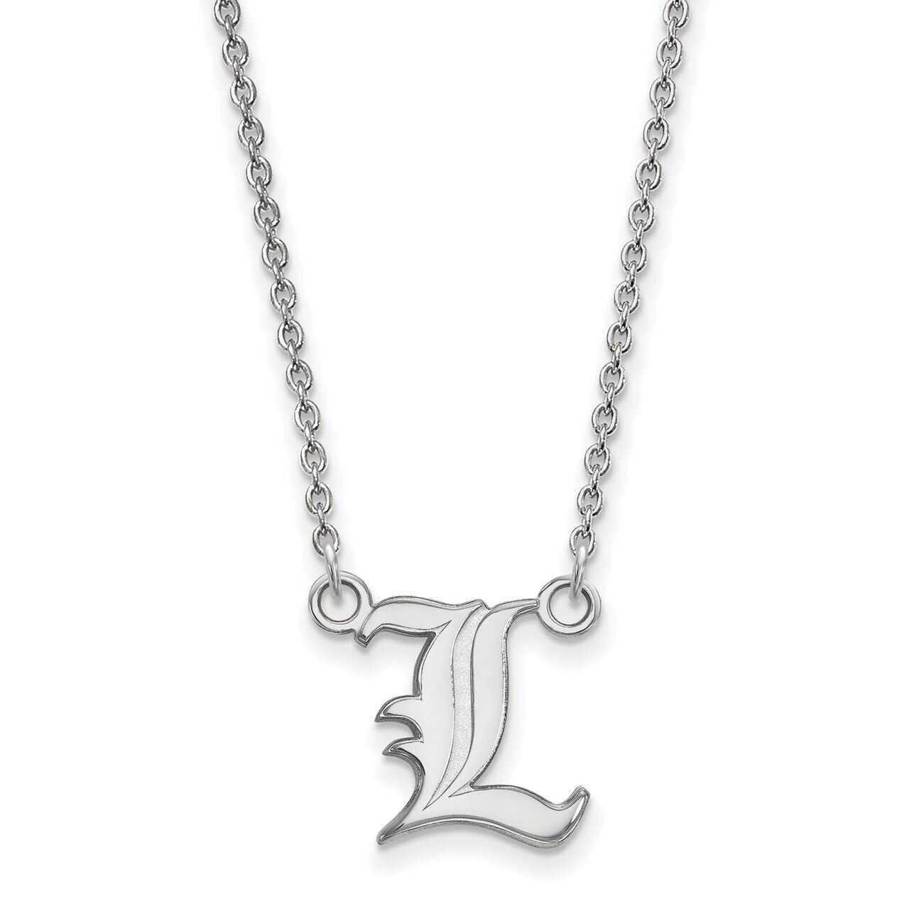University of Louisville Small Pendant with Chain Necklace 10k White Gold 1W011UL-18, MPN: 1W011UL-…