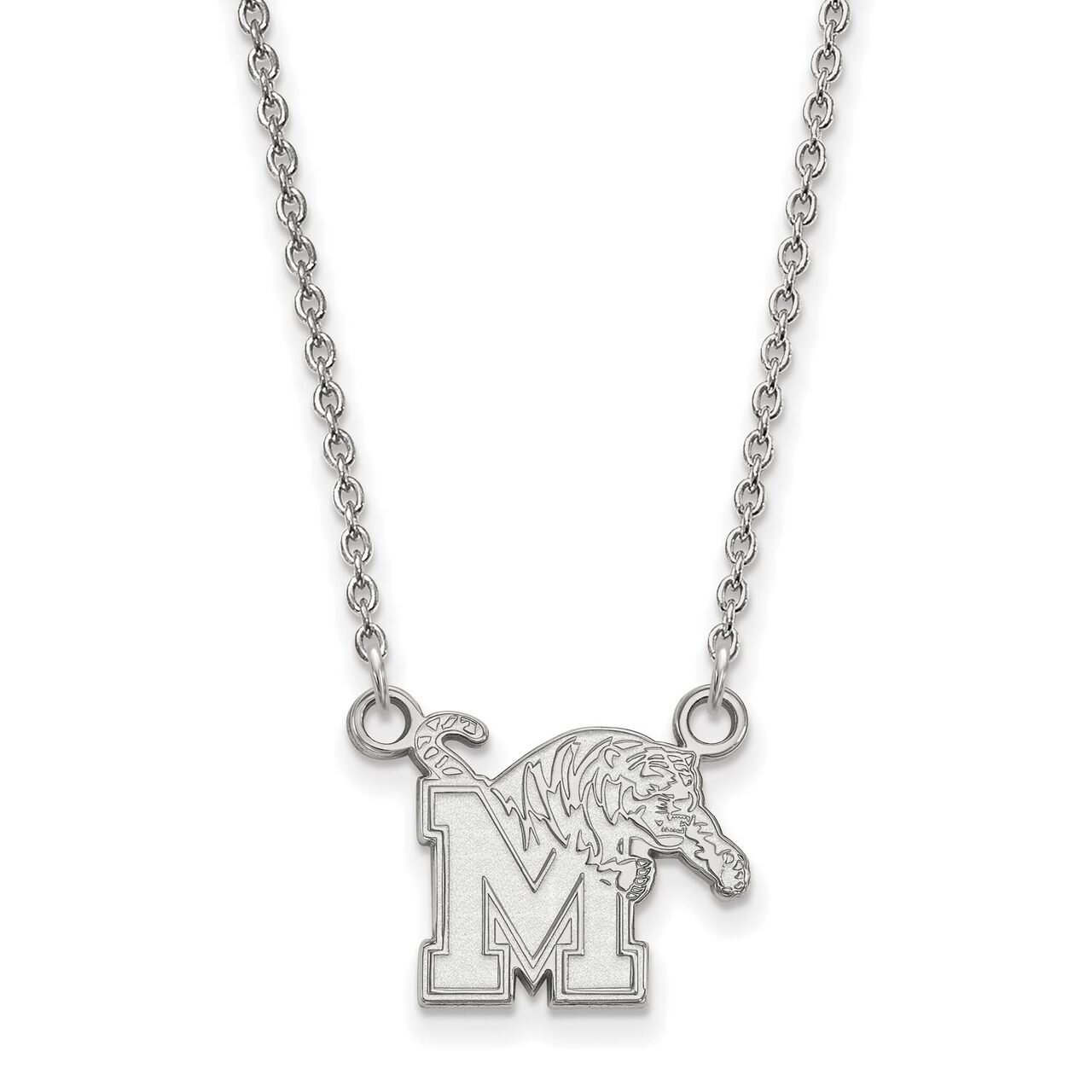 University of Memphis Small Pendant with Chain Necklace 10k White Gold 1W011UMP-18, MPN: 1W011UMP-1…