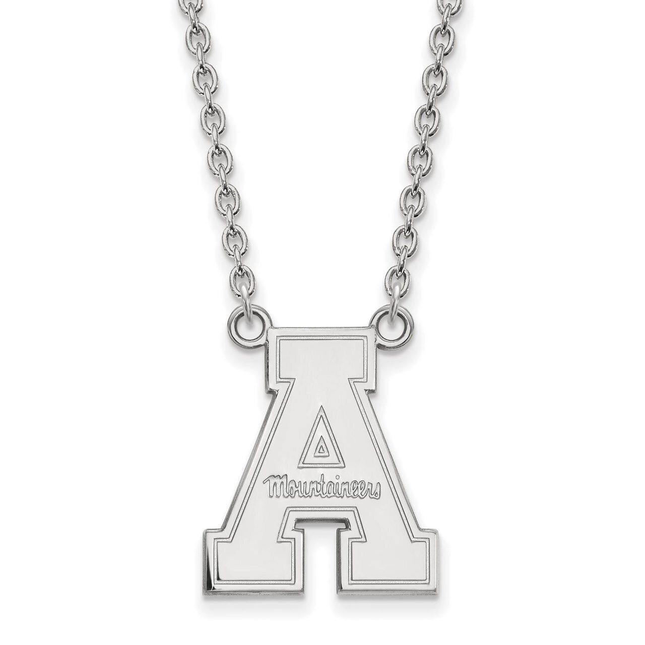 Appalachian State University Large Pendant with Chain Necklace 10k White Gold 1W012APS-18