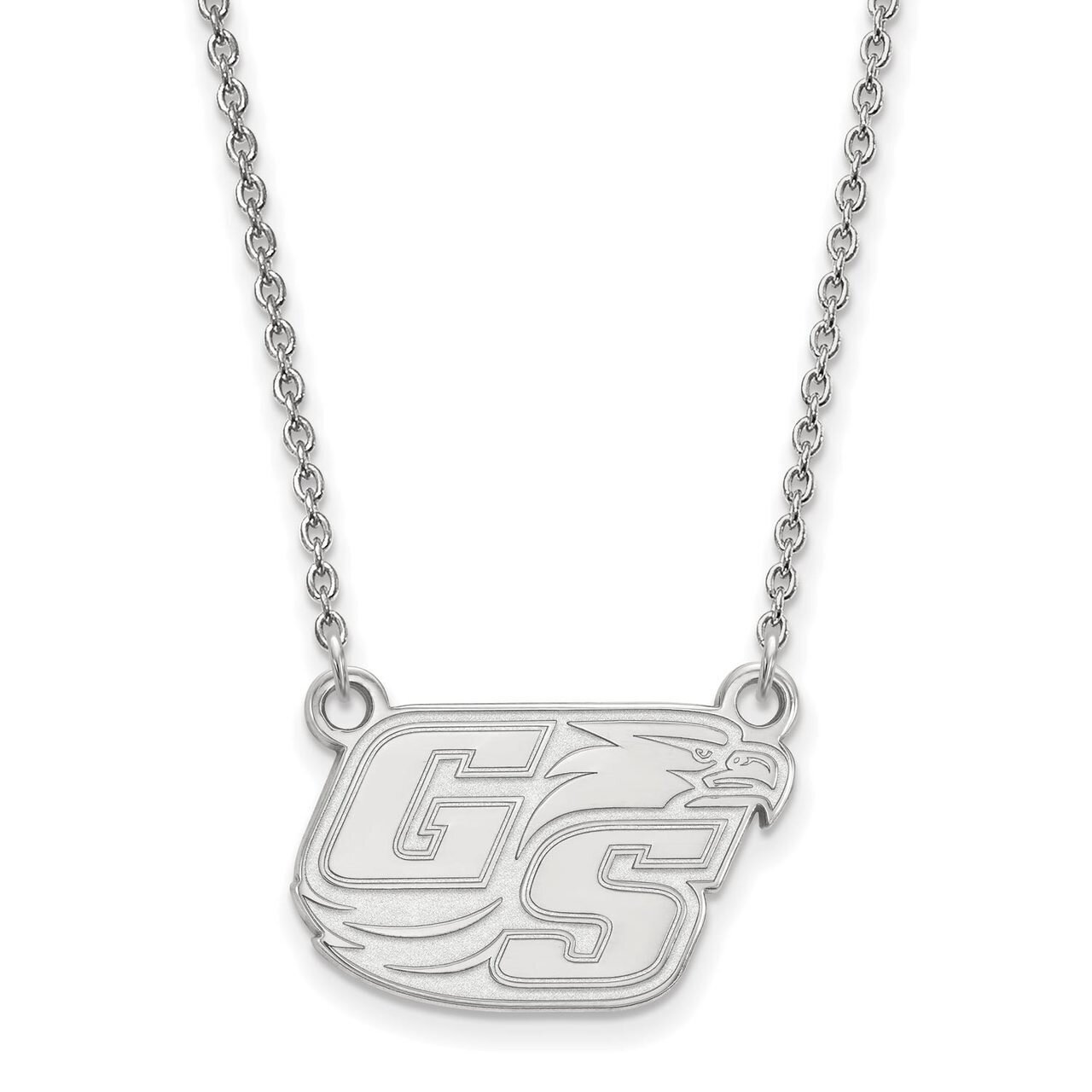 Georgia Southern University Small Pendant with Chain Necklace 10k White Gold 1W012GSU-18