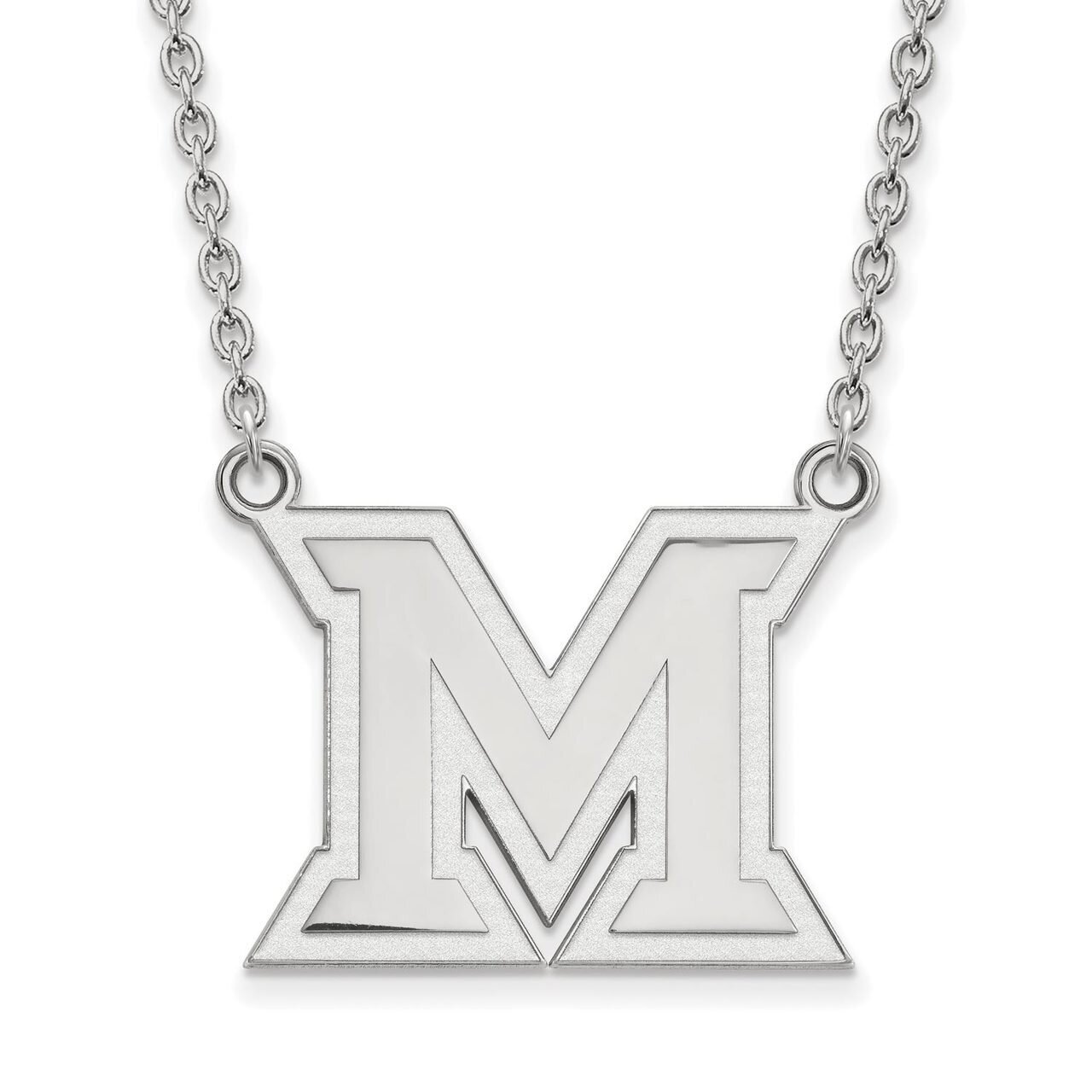 Miami University Large Pendant with Chain Necklace 10k White Gold 1W012MU-18