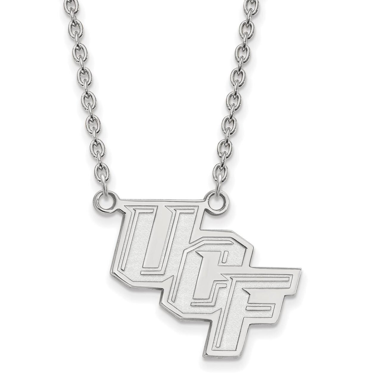 University of Central Florida Large Pendant with Chain Necklace 10k White Gold 1W012UCF-18